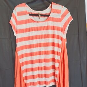 Peach and white striped top